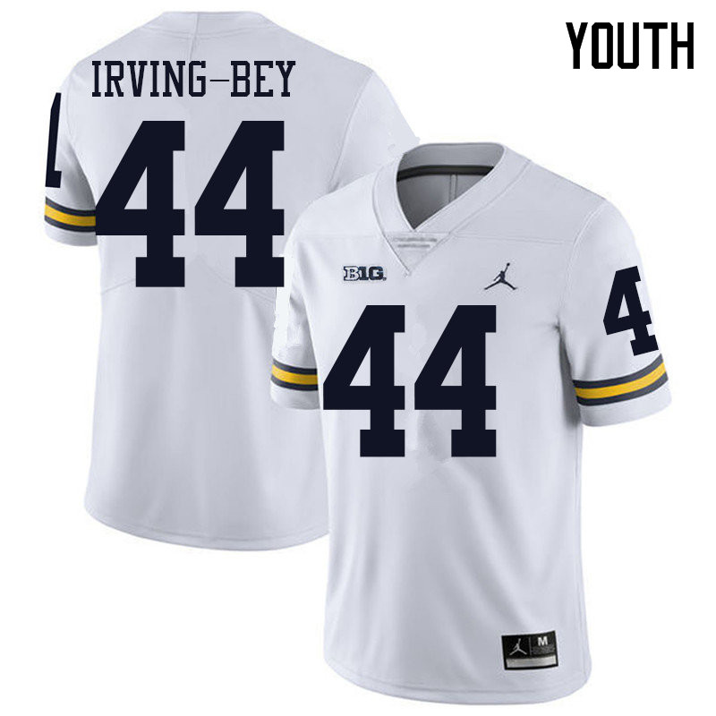 Jordan Brand Youth #44 Deron Irving-Bey Michigan Wolverines College Football Jerseys Sale-White